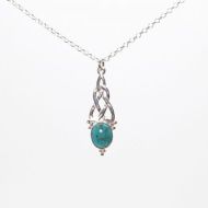Silver Celtic Pendant set with Turquoise