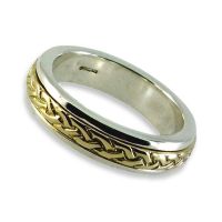 Celtic Gold and Silver Fiddle Ring - Breton Wedding Ring