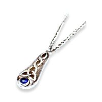 Celtic Silver Pendant set with Sapphire on silver chain