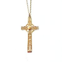 Large 9ct Gold Celtic Cross and 16" Chain - St Monan 