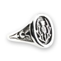 Glenshiel Collection Silver Thistle Signet Ring for Men
