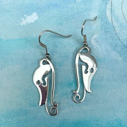 Silver Drop Earrings - Kelpie - Orkneyinga
