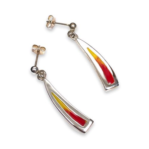 Sterling Silver Celtic Fire Curved Earrings