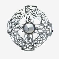 Traditional Silver Celtic Cross Brooch - Dundalk