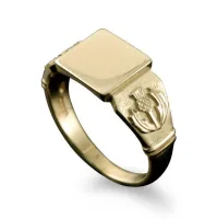Traditional 9ct Gold Thistle Signet Ring - Shetland Jewellery