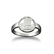 Viking Galley Silver Ring on plain silver band